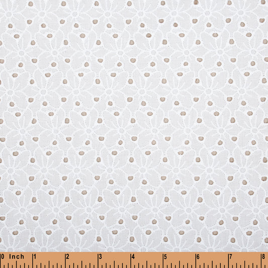 LE13- medium floral white Embroidery fabric