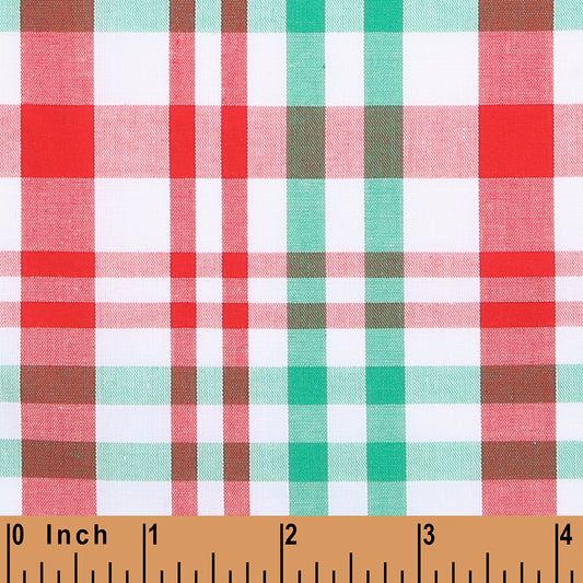 M97- Red, green plaid fabric (100% cotton)