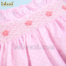 Hand smock pink with white dot diaper for baby girl - DR 3312