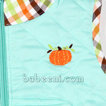 Boy quilted jacket with pumpkin hand embroidery pattern - QC 73