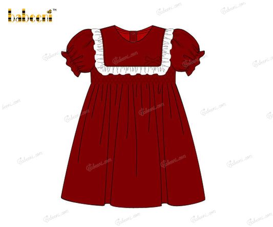 Honeycomb Smocking Dress In Red White For Girl - DR3562