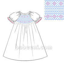 Beautiful white plain geometric dress for girl - DR 2649