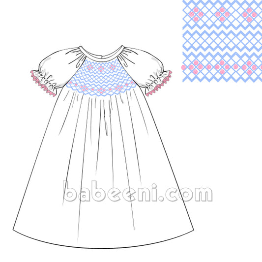 Beautiful white plain geometric dress for girl - DR 2649