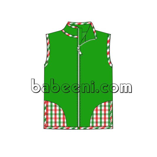 Beautiful green vest jacket with plaid fabric - PO 05