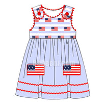 Independence Day dress with American flag applique pattern - DR 2751