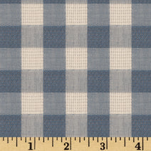 O27- Cadet Blue check linen fabric