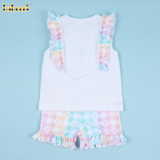 Happy bunny applique baby ruffle 2pcs set – DR 3523