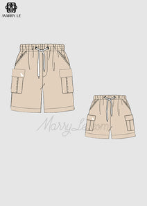 CREAM KHAKI DADDY AND BOY SHORT - MD393