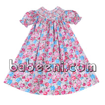 Gorgeous geometric smocked floral dress - DR 2525