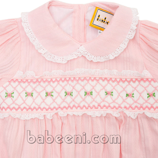 Cute geometric and tiny flower smocked bubble for baby girl - DR 2943