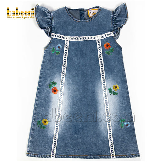 Flower embroidery denim dress - DC 19