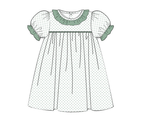 K306- white with Feldspar green dot knit fabric printing 4.0