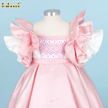 Girl Analogous Pink Taffeta Geometric Dress - DR3807