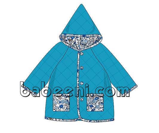 Aqua plain quilted baby coat - QC 16