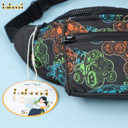 Kid Bag In Black With Cars Printing - KB80