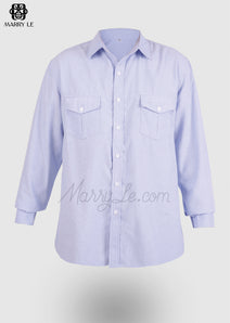 LONG SLEEVES SOLID BLUE SHIRT WITH POCKETS - MD431