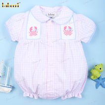 Light Pink Smocked Bubble For Girl - DR3549