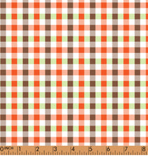 K333- lime, orange, brown plaid fabric knit printing 4.0