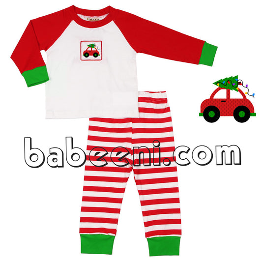 Cute X-mas car smocked knit loungewear  - KN 124