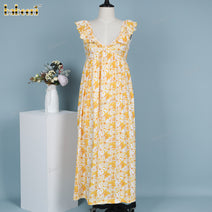 Lady dress white and yellow flower woven 4.0 printing - DR4169