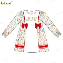 Girl Dress Christmas Theme Name Embroidered - DR4034