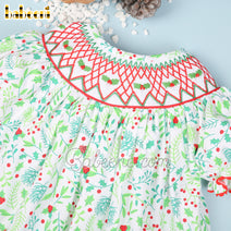 Christmas floral printed smocked dress – DR 3493