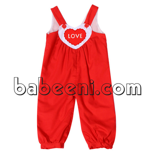 Pretty LOVE appliqued long bubble for little girl - DR 2408