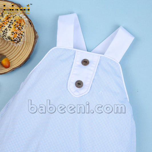 Blue gingham plain boy bubble - BC 963