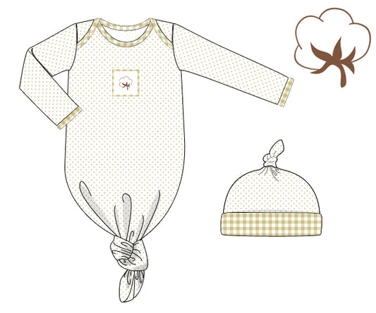 K297- white with tiny pale khaki dot knit fabric printing 4.0