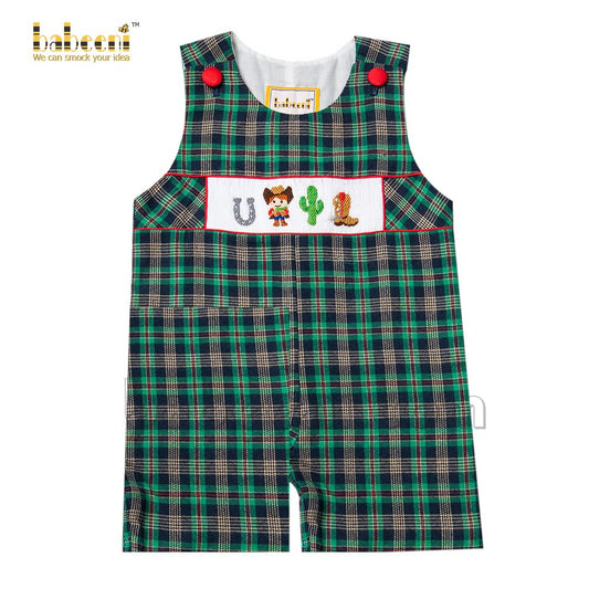 Smocked western cowboy shortall - BC 857