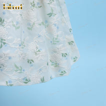 Plain Dress White Small Blue On Green Floral For Girl - DR3552