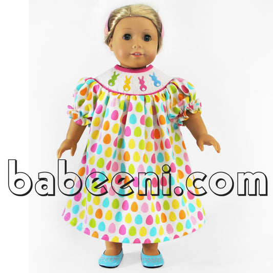 Cute bunny doll smocked dress - D 036