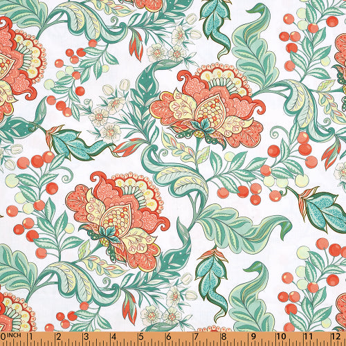 F39- Boho floral printed 4.0 in pique fabric
