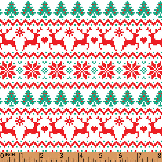 K312- Christmas Nordic pattern printed knit (95% cotton, 5% spandex)