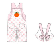 Girl Pink Shortall With Pumpkin Embroidered - DR4021