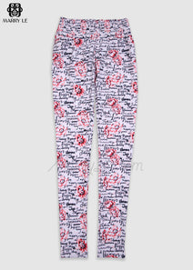 HAND WRITING AND FLORAL PRINT PANT FOR WOMEN - MD40