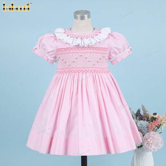 Girl Geometric Smocked Dress In Pink - DR3814