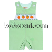 Pumpkin smocked shortall for baby boys - BC 467