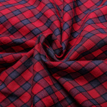 T46- Red and black check tartan fabric