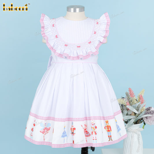 Girl Hand Smocked Bows Pink - DR3809