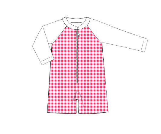 S25 - Red gingham rash guard fabric (SPF 50+++)