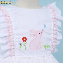 Rabbit embroidery girl swiss dot dress – DR3512