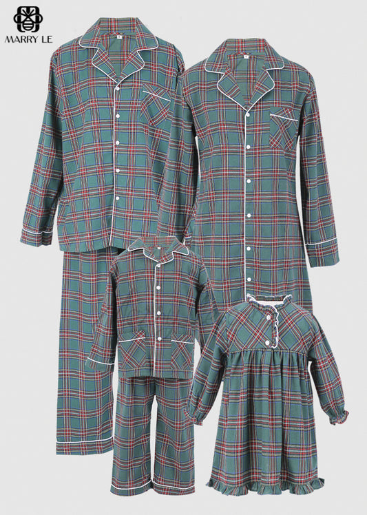 COZY GREEN FLANNEL FAMILY PAJAMAS - MD137