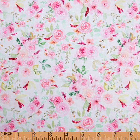 K231-peach blossom and rose printed 4.0 knit fabric