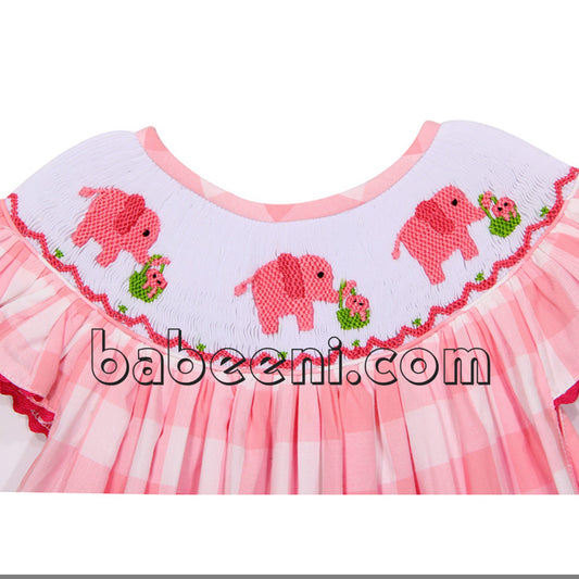 Cute elephant smocked bishop dress - DR 2447