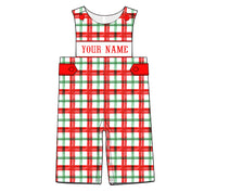 F133- large red, green plaid woven printing 4.0