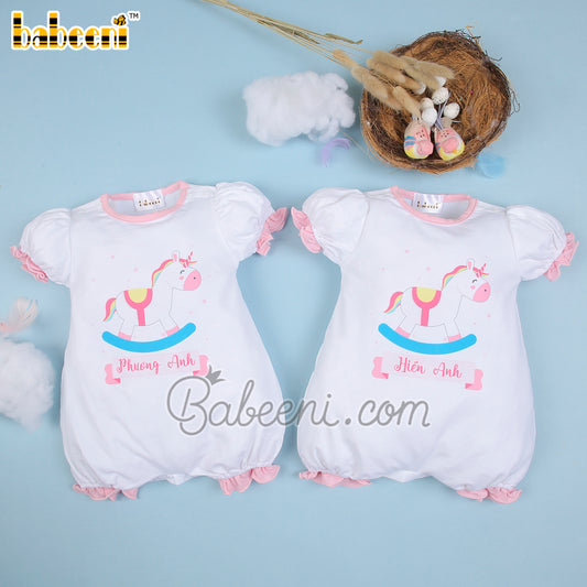 Rocking horse embroidery bubble for newborn – GS 17