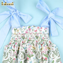 Red Floral Bubble With Blue Bows For Girl - DR3780