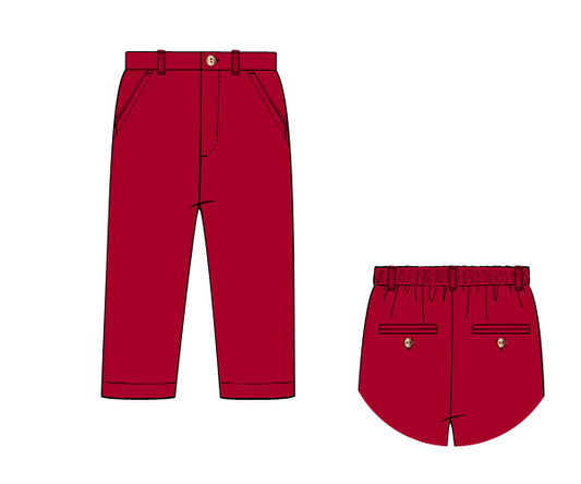 KH08- Red khaki plain fabric