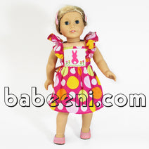 Bunny and flowers dress for doll - D 038